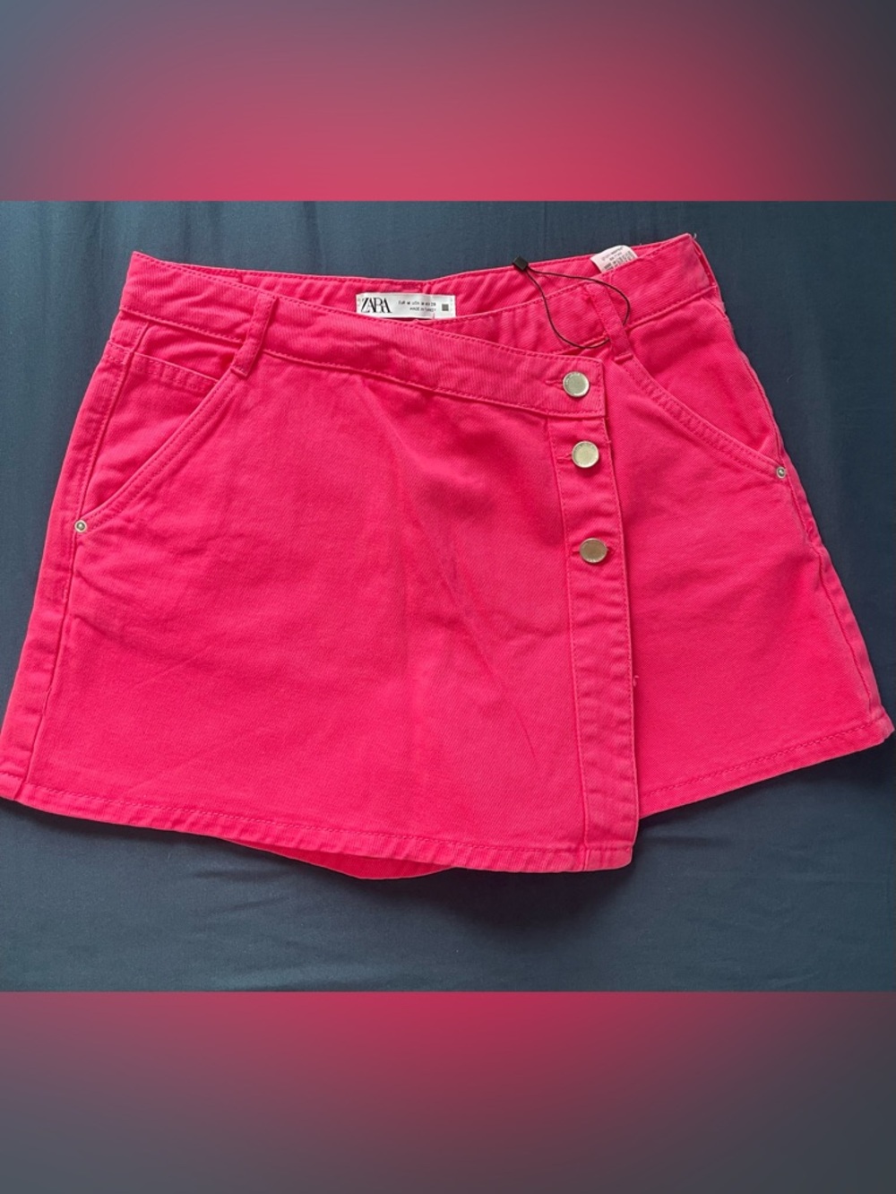 Zara Bright Pink Button-Front Skort